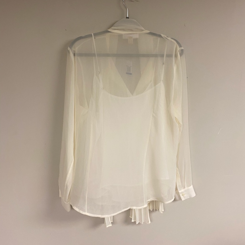 Michael Michael Kors Sheer Shirt Cream Top - Picture 6 of 7
